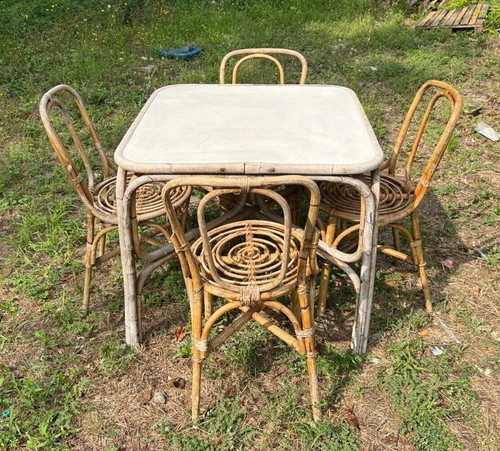 Tavolo vintage bambu degli - tavolo,
