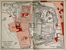 1900 OLD LITOGRAFIA TOPOGRA:.ROMA:ROVINE DEL PALATINO/PALAZZO DEI CESARI.MEYERS.