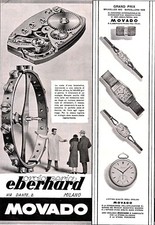 PUBBLICITA' 1931 OROLOGI ERMETO MOVADO EBERHARD MODELLI  INGRANAGGI RUOTA 