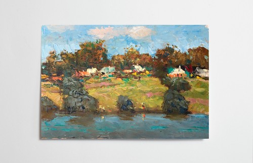 Dipinto olio stagno pittore