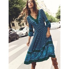 Boden Daphne Jersey Maxi Abito 4 Blu Alba Paisley Posy