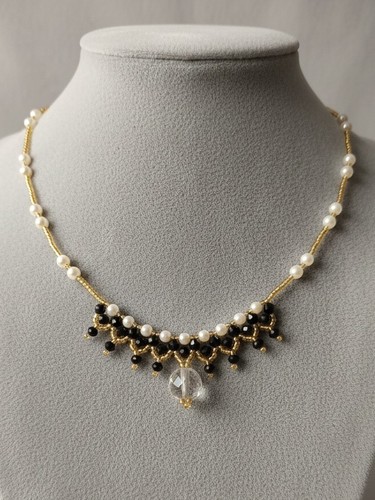 Collana elegante nero - nero, oro