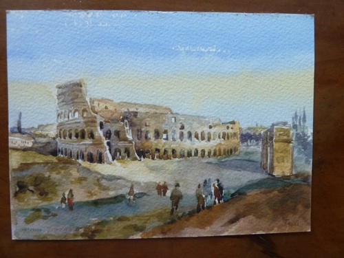 Acquerello firmato colosseo - acquerello,