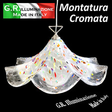 LAMPADARIO MODERNO IN VETRO S. BIANCO MURRINE Ø60 SOSPENSIONE SALA DA PRANZO Spm