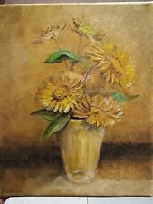 QUADRO ANTICO xx Sec DIPINTO A MANO OLIO SU TELA Girasoli.natura morta.20×25 