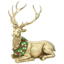 Renna Seduta in Oro Elegante