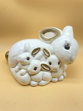 Thun grande Coniglio con cuccioli, bianco. Lunghezza 25 cm. Raro.