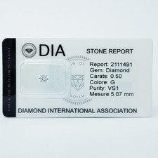 0.50 G VS1 Diamante Certificato DIA in Blister