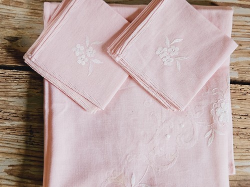 Tovaglia vintage cotone rosa - vintage,