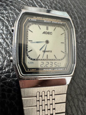 1980 ADEC WATCH - 9568 - Digital Hands - Alarm Chrono Dual Time – Made in Japan