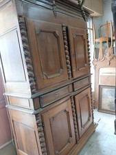 CREDENZONE NOCE PRIMI '800 - DOPPIO CORPO PROVENZALE CON COLONNINE A TORCIGLIONE