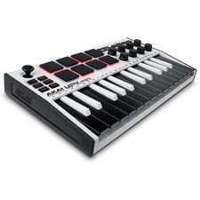 Akai MPK Mini MKIII Mini Tastiera Controller 25Tasti MIDI USB 8 Drum Pad, White