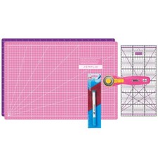 Set tappetini da taglio Semplix A3 rosa/viola + pennarello Prym Aqua fai da te