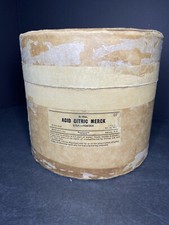 Contenitore cilindro tamburo fibra Merck vintage VUOTO ACIDO CITRICO INL Arco Idaho