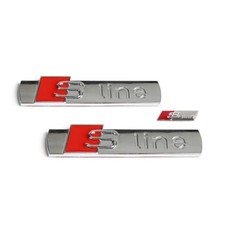 KIT 3PZ ADESIVO STEMMA BADGE CROMO PER AUDI S-LINE A1 A3 A4 A5 A6 A7 Q3 Q5