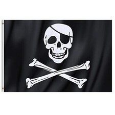 Grande bandiera dei pirati Jolly Roger con teschio e tibie incrociate, 90 (B0D)