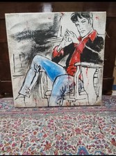 Quadro Dylan Dog Arte Zeta Studio Pittura Su Juta Cm. 80 X 80 Con Certificato.