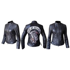 Giacca biker donna nuova pelle ispirata ai figli dell'anarchia stile Gemma Teller