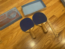 Vintage Buckingham Table Tennis Ping Pong Paddle Set BLUE Original Box - England