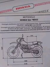 Moto HONDA XL 250 R MD03 1982 SCHEDA Originale Omologazione DIAGRAM SPECS Bike 