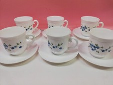 Arcopal France 6 tazze Thé caffé Veronica myosotis nuove Cm.8x8 FIORI AZZURRI 