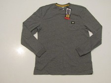 T-shirt maglietta uomo CAT Caterpillar grigia manica lunga da lavoro tasca nuova con etichetta taglia media