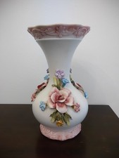Vaso in Porcellana Originale Capodimonte con Rose e Fiori - Prima Metà '900