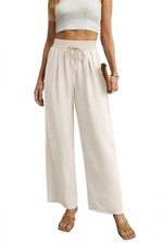 QIXING Pantaloni Donna Eleganti Estivi a Gamba Larga Tessuto Morbido e