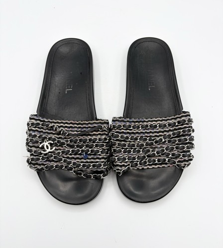 Sandali chanel neri tweed - chanel,