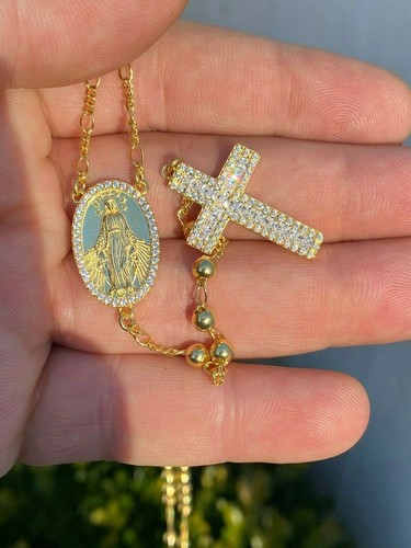 Collana perle rosario placcato