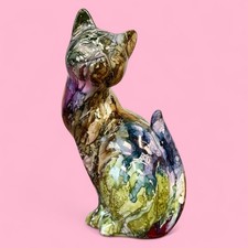 Vibrant Marbled Cat Figurine