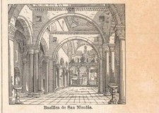 Stampa antica BARI BASILICA SAN NICOLA piccolissima veduta 1910 Antique print