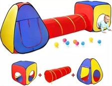 Tenda Gioco Parco Giochi con Tunnel Giocattolo Bambini Pop-Up Pieghevole 3pz