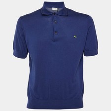 Polo Etro blu scuro in maglia