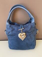 UGGARI BORSA A MANO CON TRACOLLA BLU CINA ECOPELLE SCAMOSCIATA E LUCIDA 20X20X13