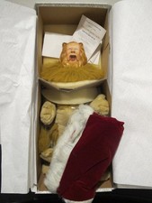 Bambola Codardly Lion Wizard of Oz Franklin Heirloom 1988 nuova con scatola con certificato di autenticità 19" vintage