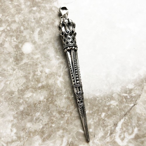 Skull cone blackened pendant - blackened,