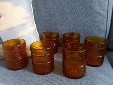 Vintage 6 Bicchieri vetro color ambrato