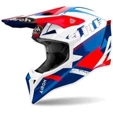CASCO AIROH WRAAAP FEEL BLU ROSSO LUCIDO ENDURO OFF ROAD MOTO CROSS MOTARD