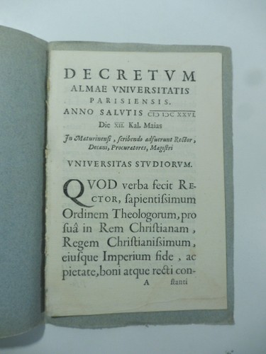 Decretum almae universitatis - decretum,