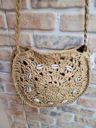 Borsa paglia con - paglia, conchiglie