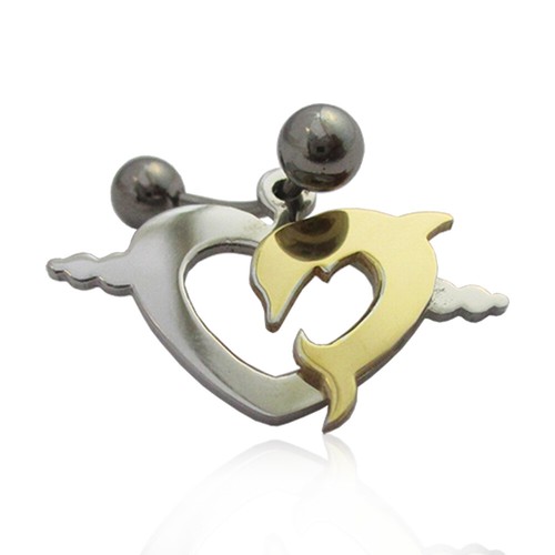 Piercing delfino cuore - su,