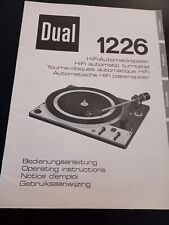ISTRUZIONI / MANUALE ORIGINALI DUAL 1226 GIRADISCHI