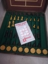 Didatto Dama e Scacchi scacchiera in legno vintage con istruzioni