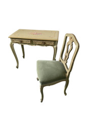 Scrivania piccolo scrittoio Veneziano laccato e dipinto con poltroncina XX sec