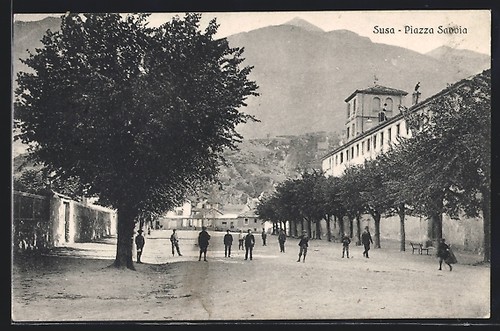 Susa piazza savoia cartolina - susa,, savoia,