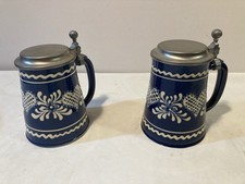 2 Boccali In Ceramica Con Coperchio -BAUER CANTERBACH made In Germany -1986