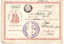 TESSERA LICENZA PORTO D'ARMI DIFESA PERSONALE PISTOLA - FOGGIA 1927