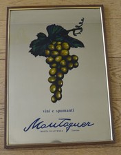 VECCHIO SPECCHIO PUBBLICITARIO MONTAGUER VINI E SPUMANTI 63 X 45    (SFG)
