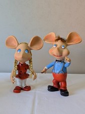 LOTTO 2 PUPAZZI IN GOMMA TOPO GIGIO E ROSY ROSICCHIA ROSI MARIA PEREGO VINTAGE